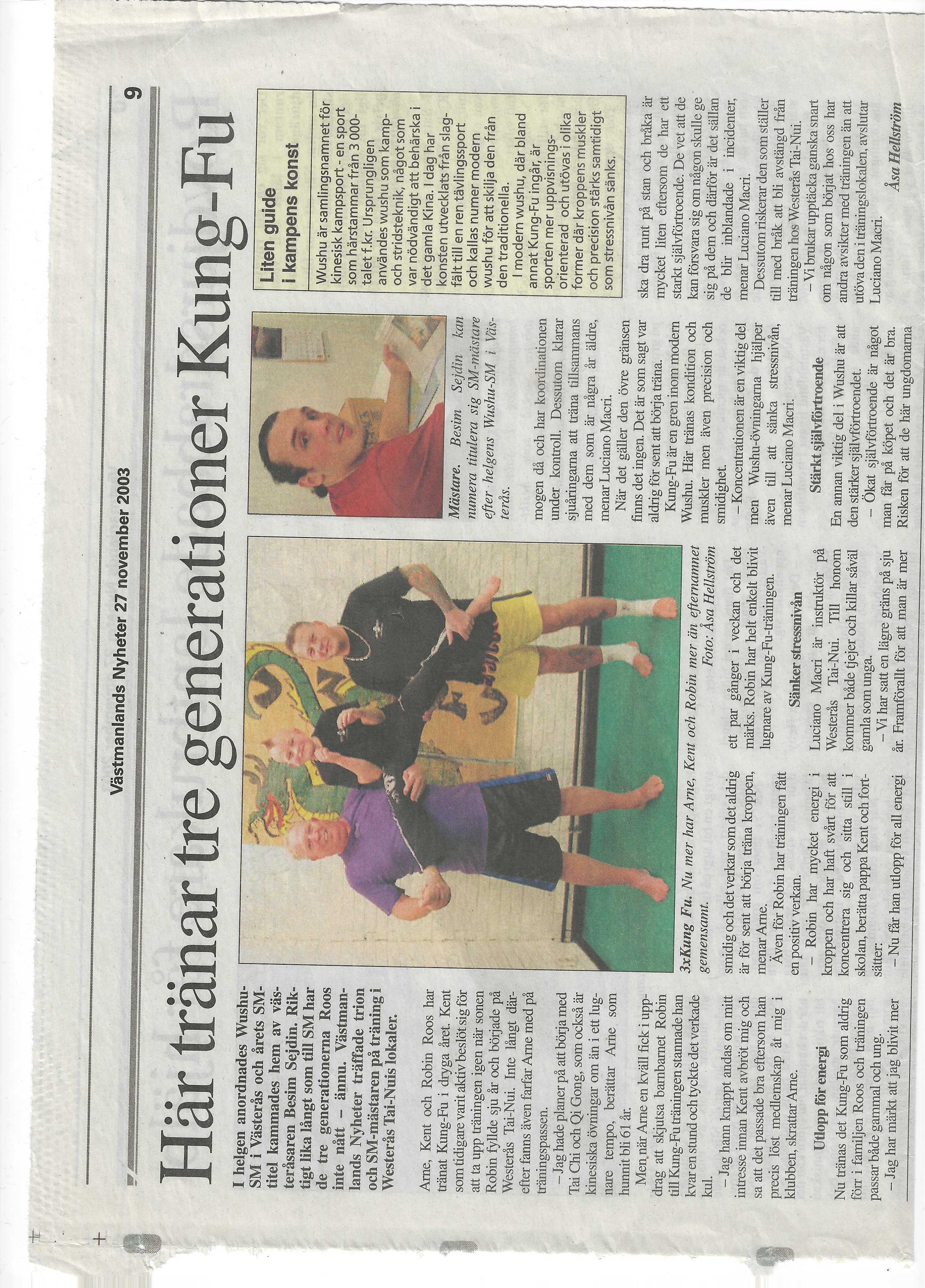 Historisk bild från Westeras Tai-Nui Club i Västerås - kampsportsträning och tävlingar sedan 1976